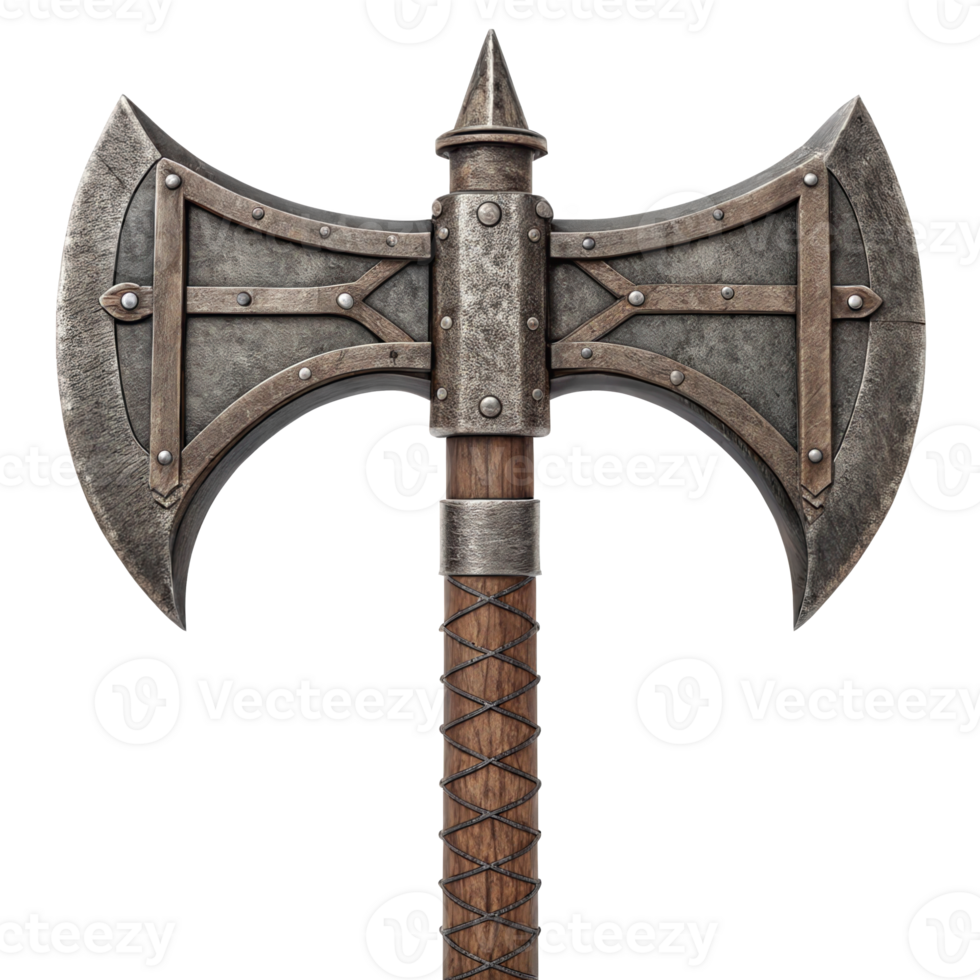 Double headed battle axe isolated on transparent background png