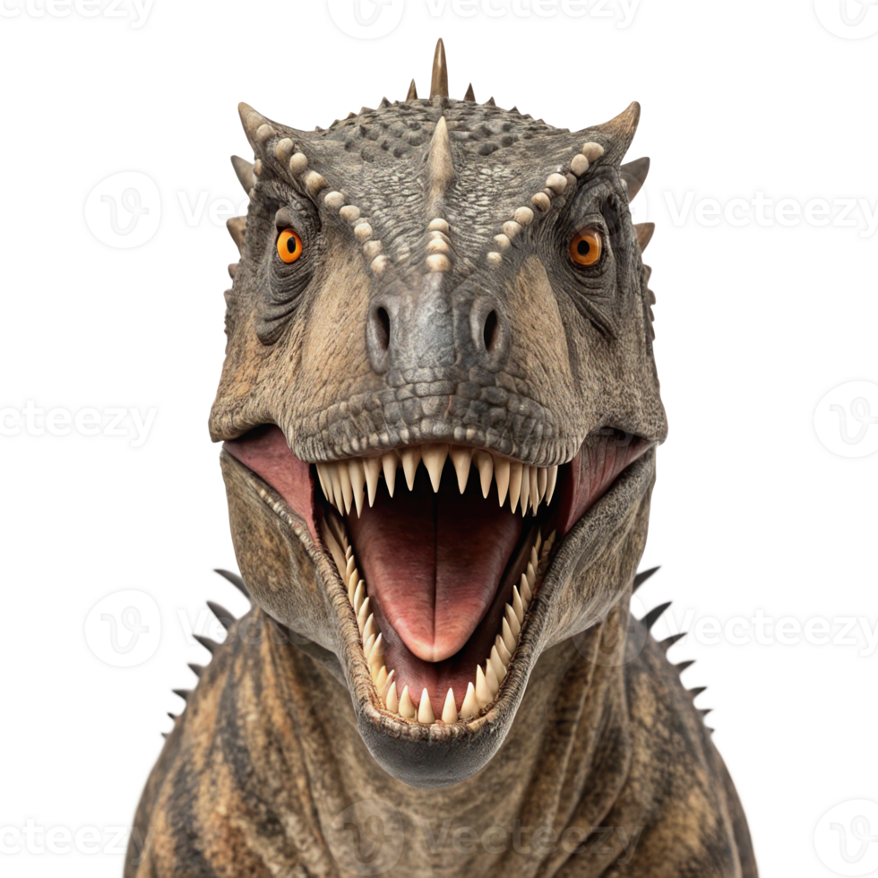 Majungasaurus roaring ferociously on transparent background png