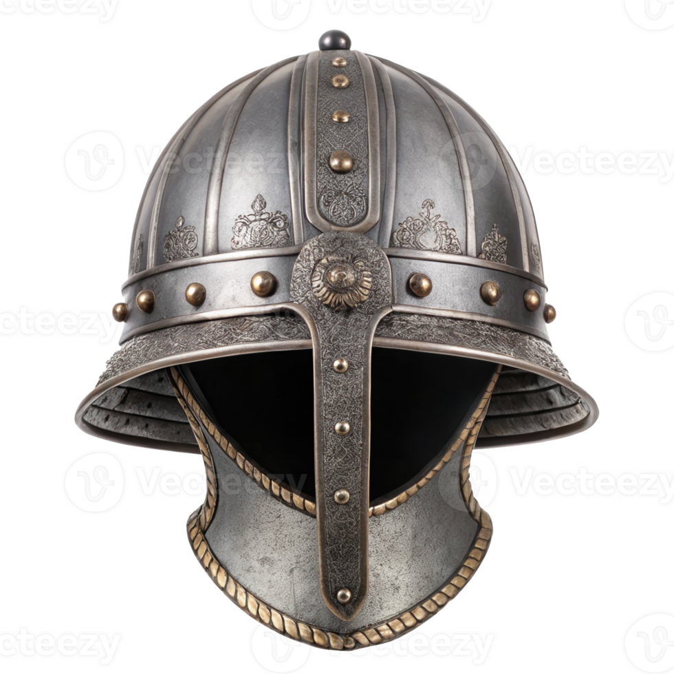 Medieval burgonet helmet isolated on transparent background png