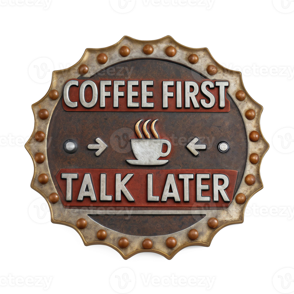 Coffee first, talk later sign promoting coffee break on transparent background png