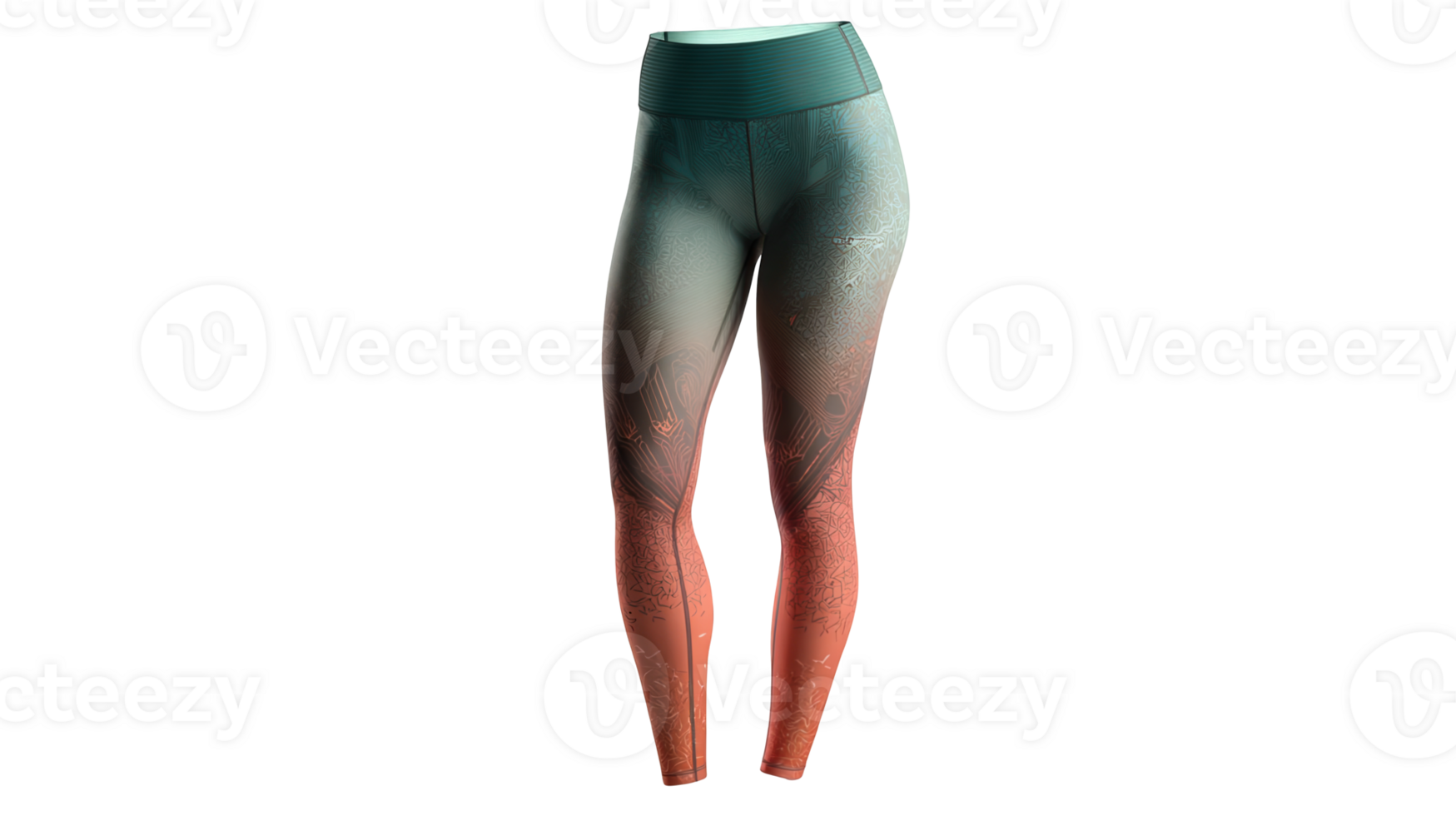 Thermochromic leggings changing color with body heat on transparent background png