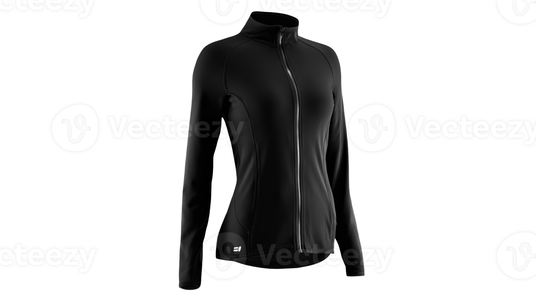 Black sports jacket with full zipper on transparent background png