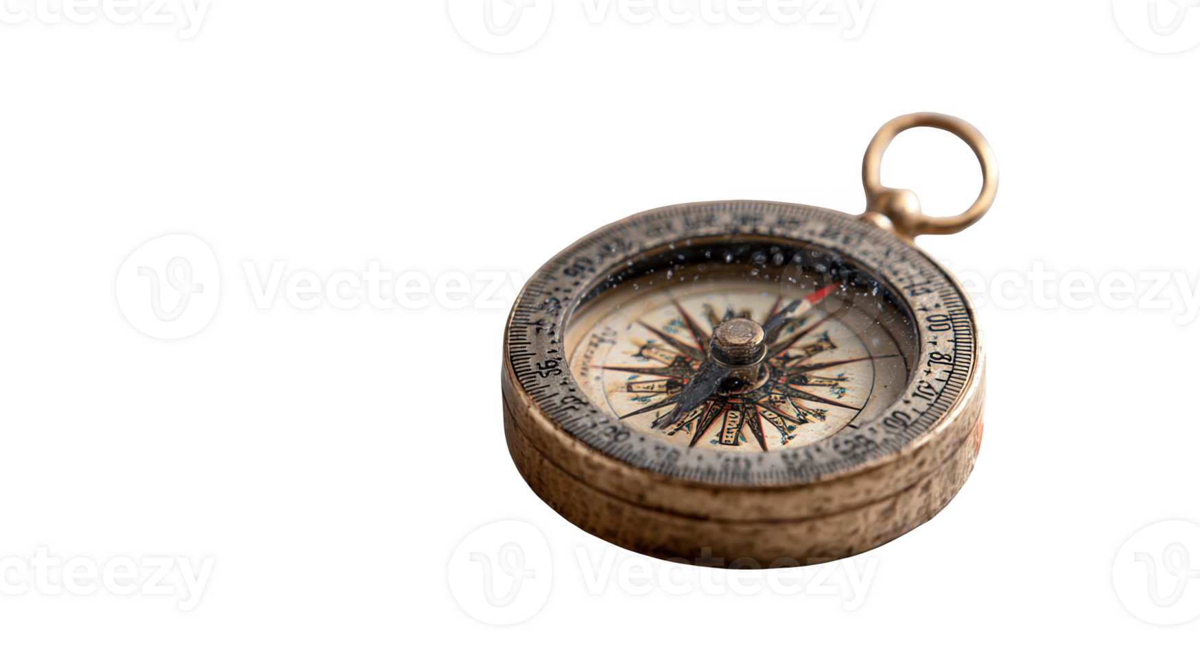 Weathered compass showing direction on transparent background png