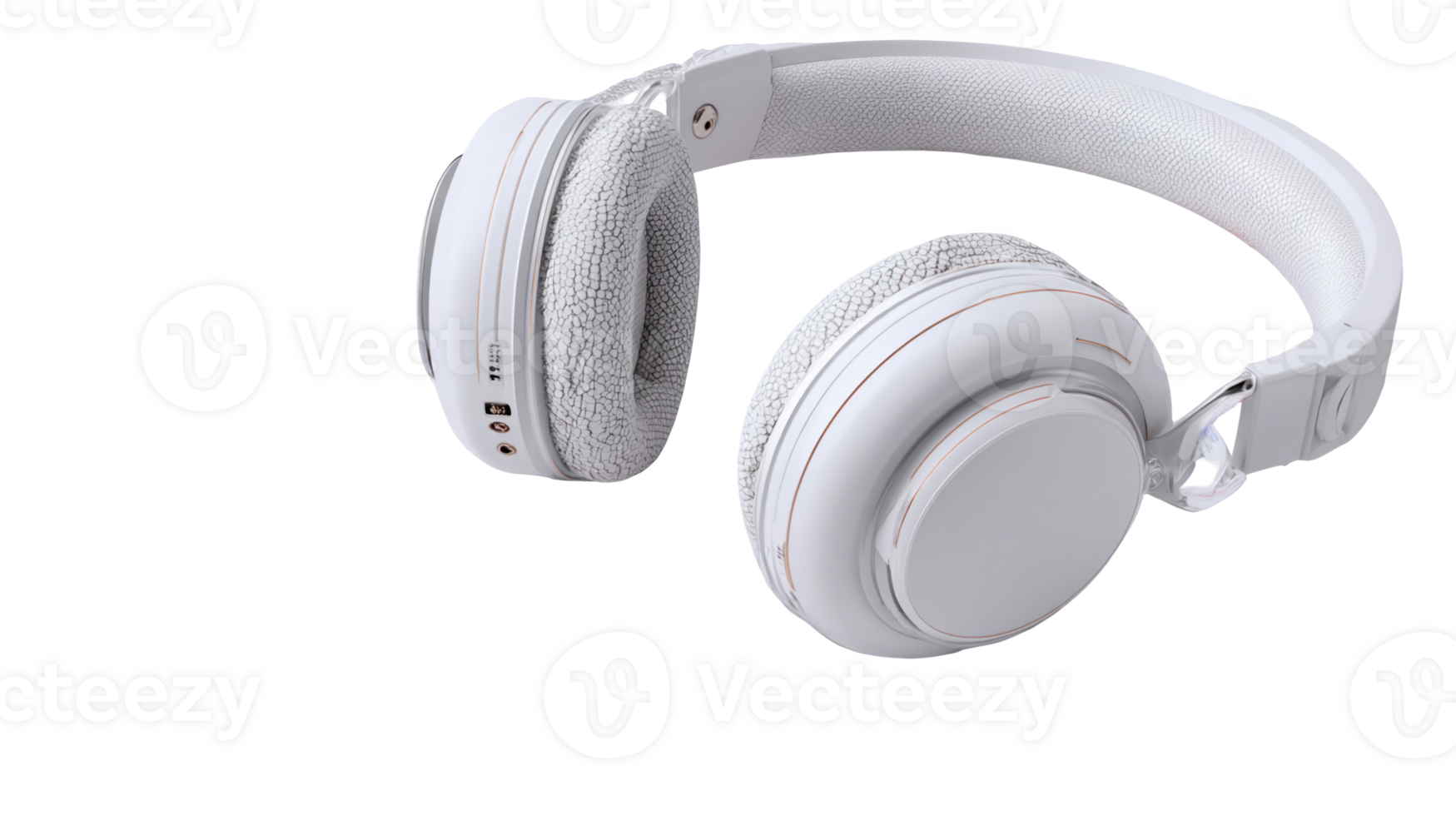 White wireless headphones resting on transparent background png