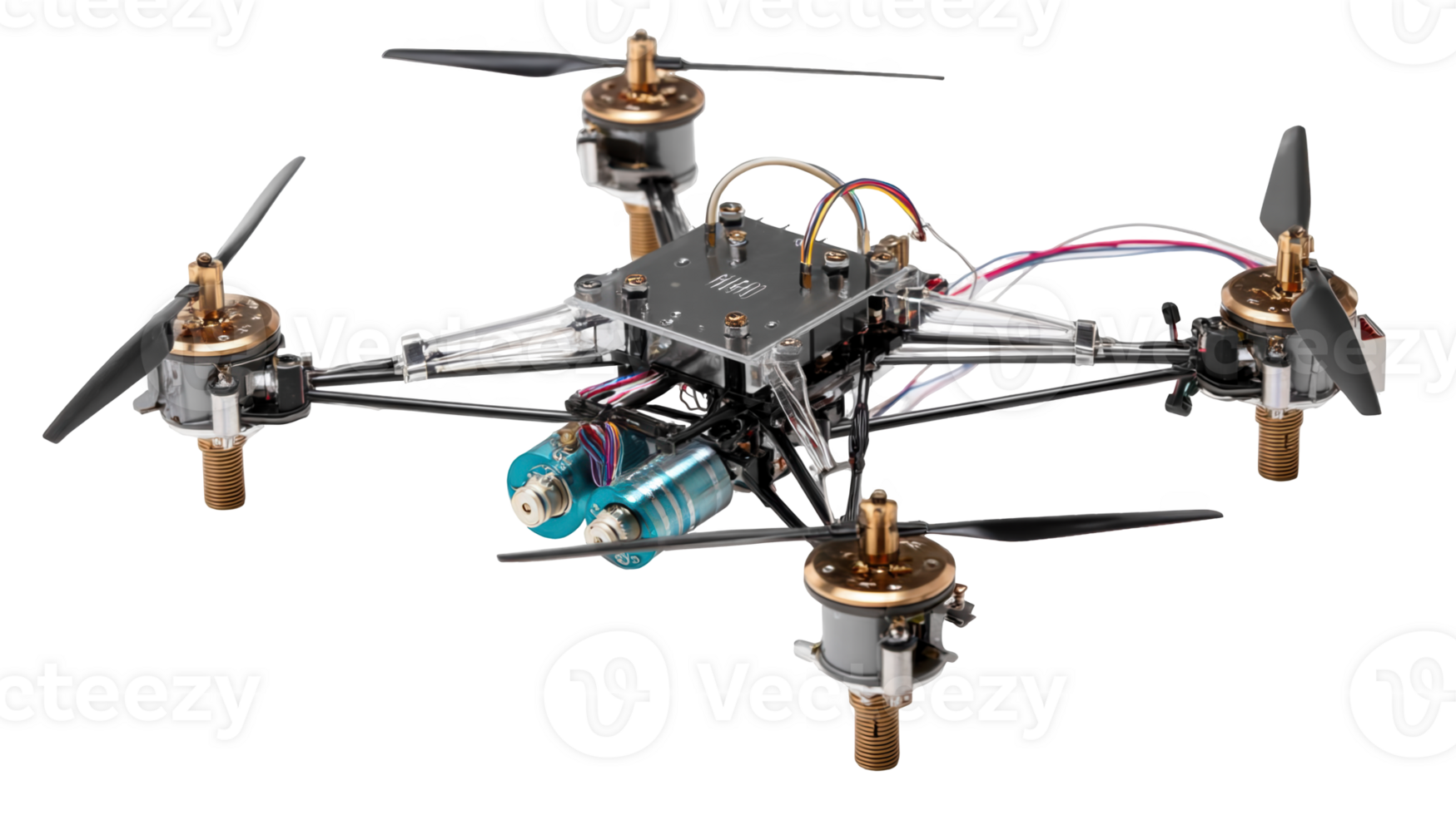 Compact quadcopter drone with transparent background png