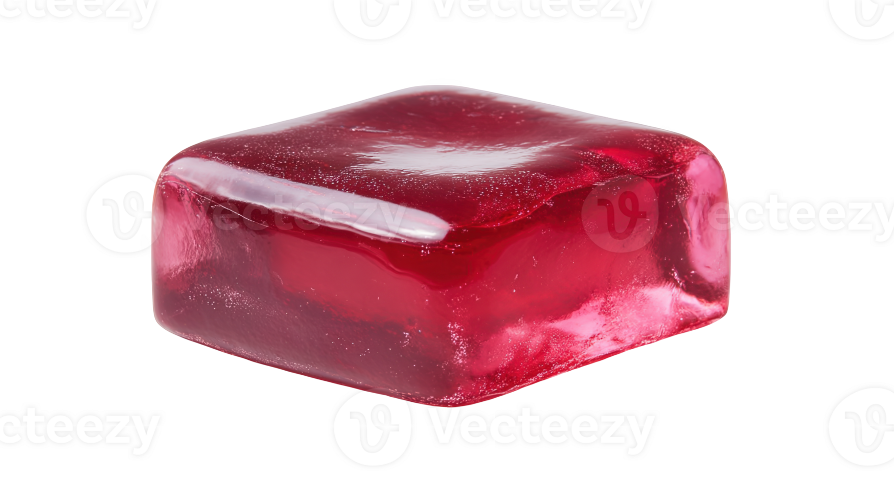 Single red gummy candy on transparent background png