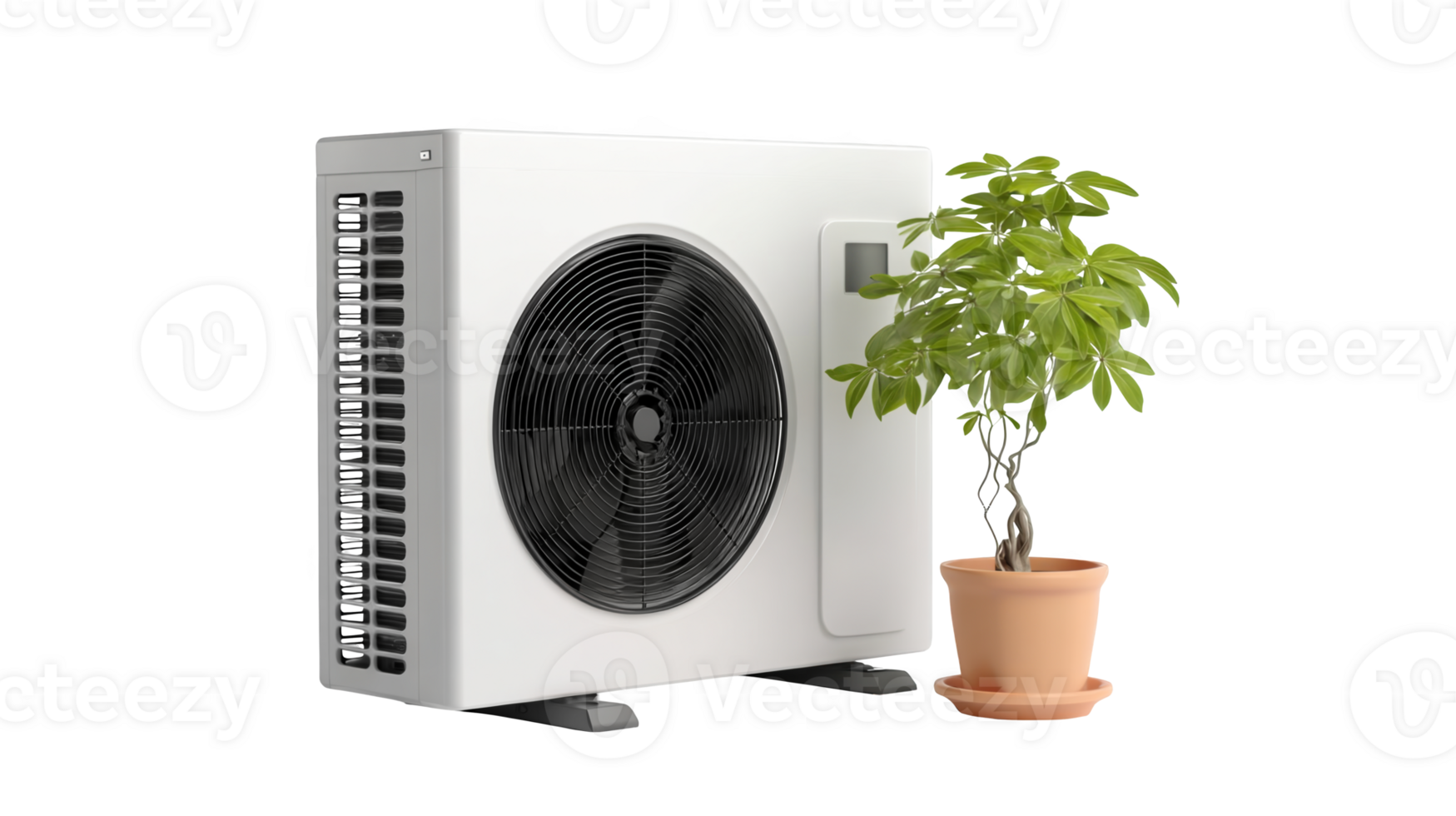 Heat pump with plant on transparent background promoting sustainability png