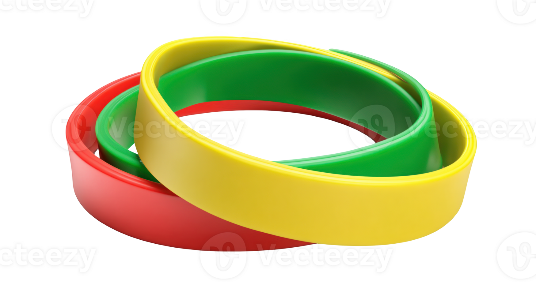 Colorful resistance bands intertwined on transparent background png