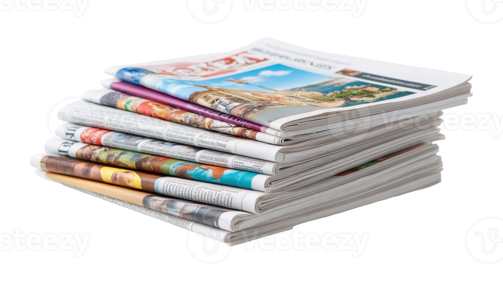 Stack of newspapers with transparent background representing journalism and news png