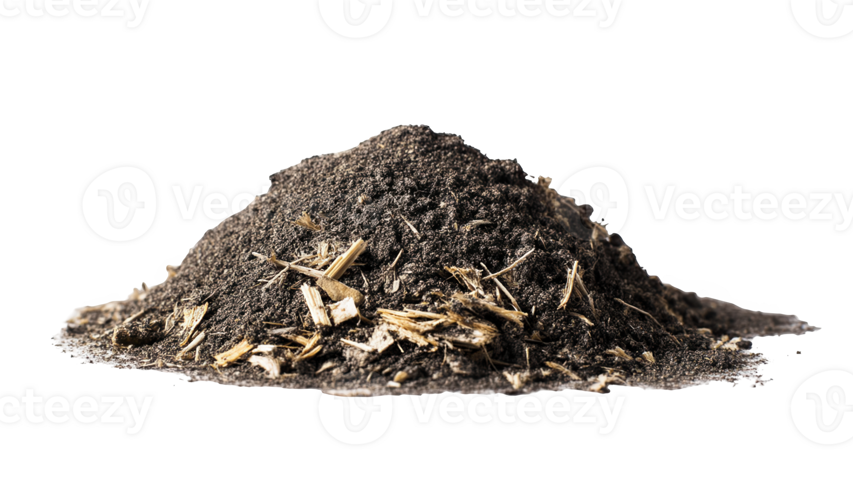 Biomass ash mixed with wood chips on transparent background png