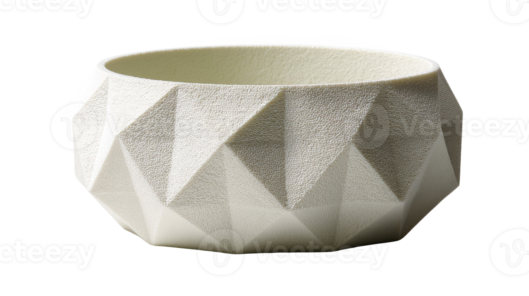 3d printed ceramic bowl showing geometric texture on transparent background png
