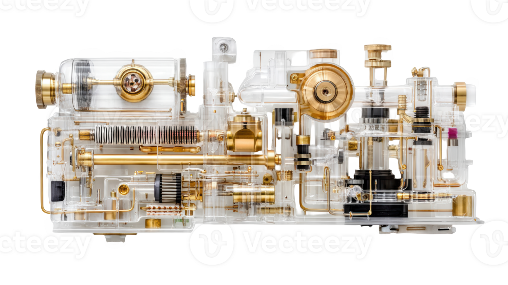 Transparent atmospheric water generator showing internal components on transparent background png