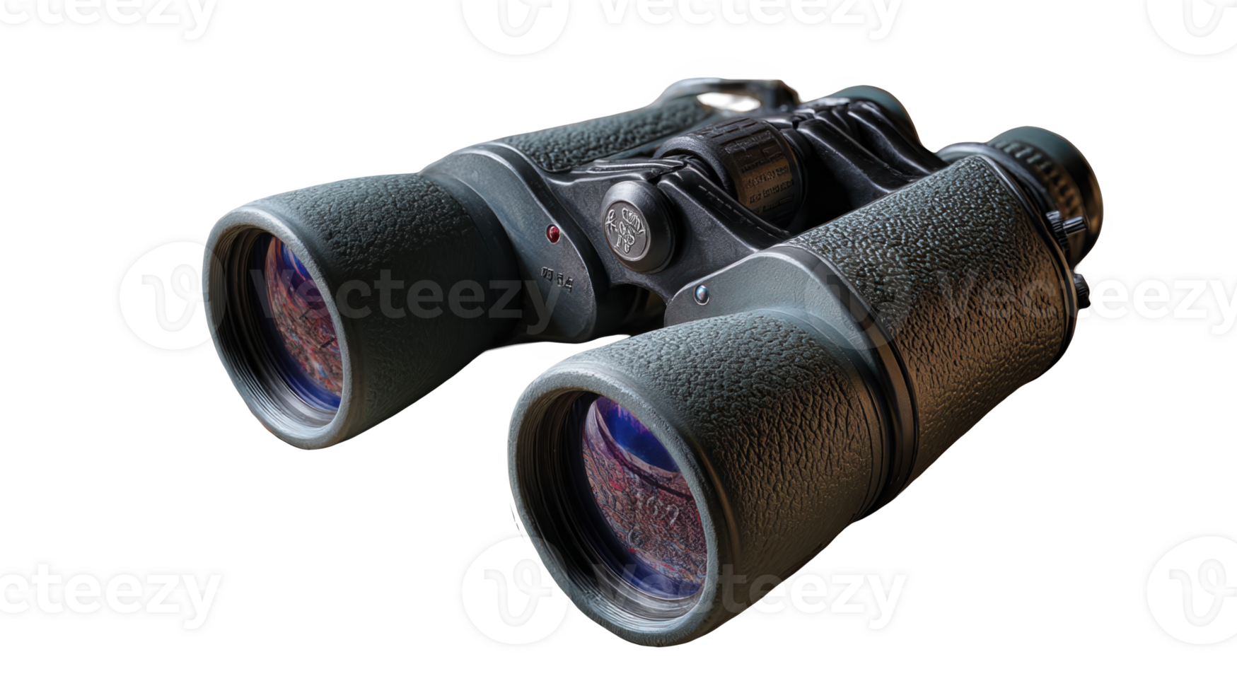 Closeup view of binoculars showing transparent background png