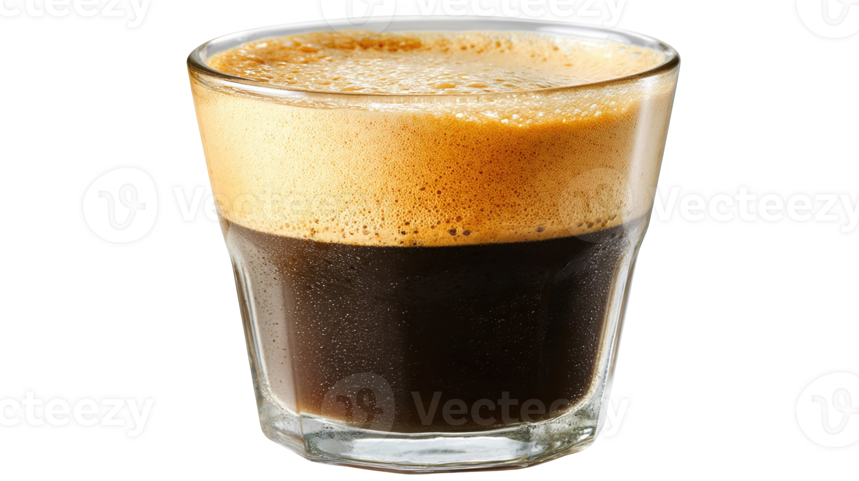 Steaming glass of coffee with crema on transparent background png