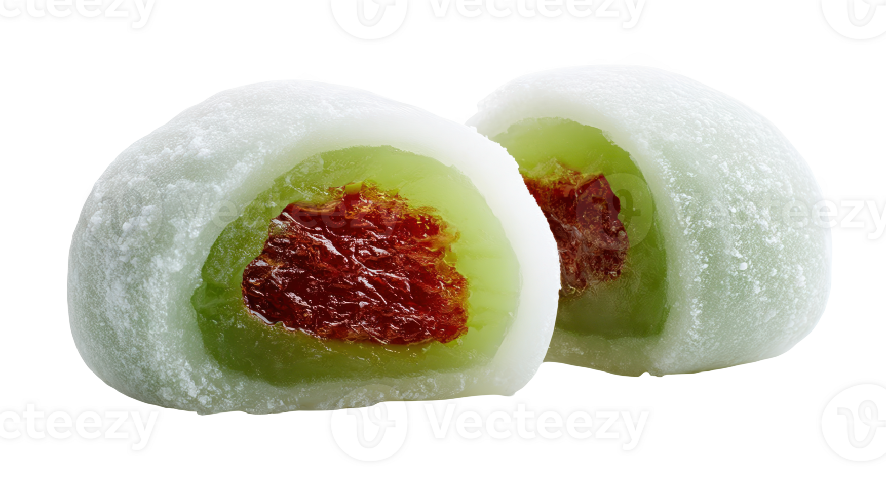 Low sugar mochi with red bean paste filling on transparent background png