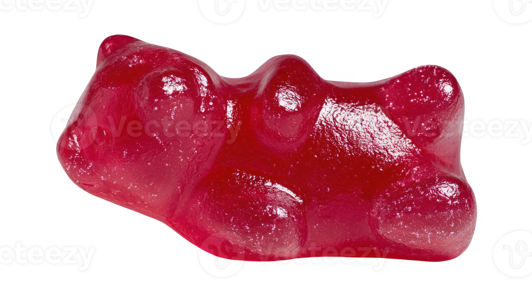 Red gummy bear candy lying on transparent background png