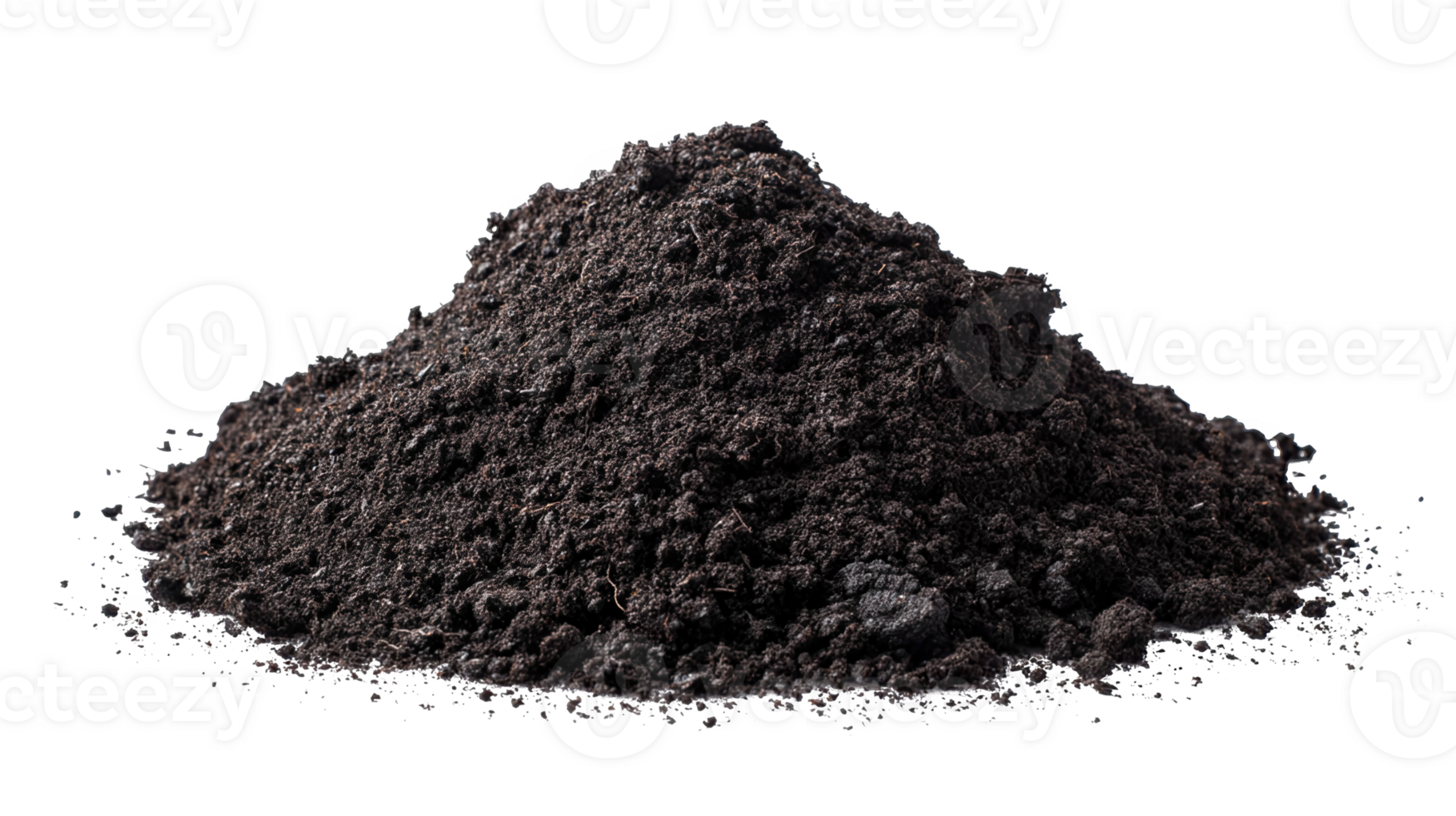 Pile of carbon rich biochar on transparent background enhancing soil fertility png