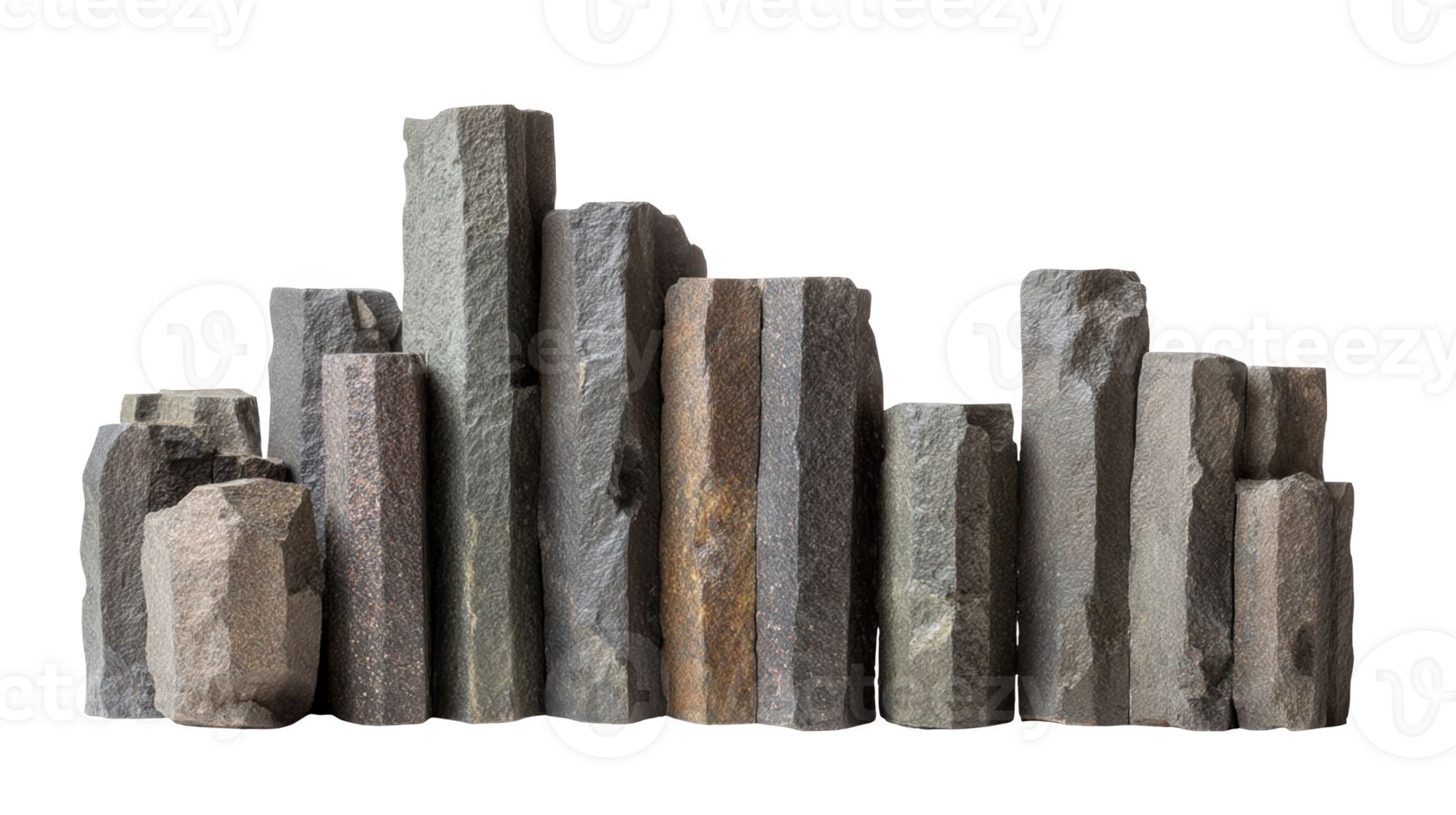 Basalt columns standing on transparent background png