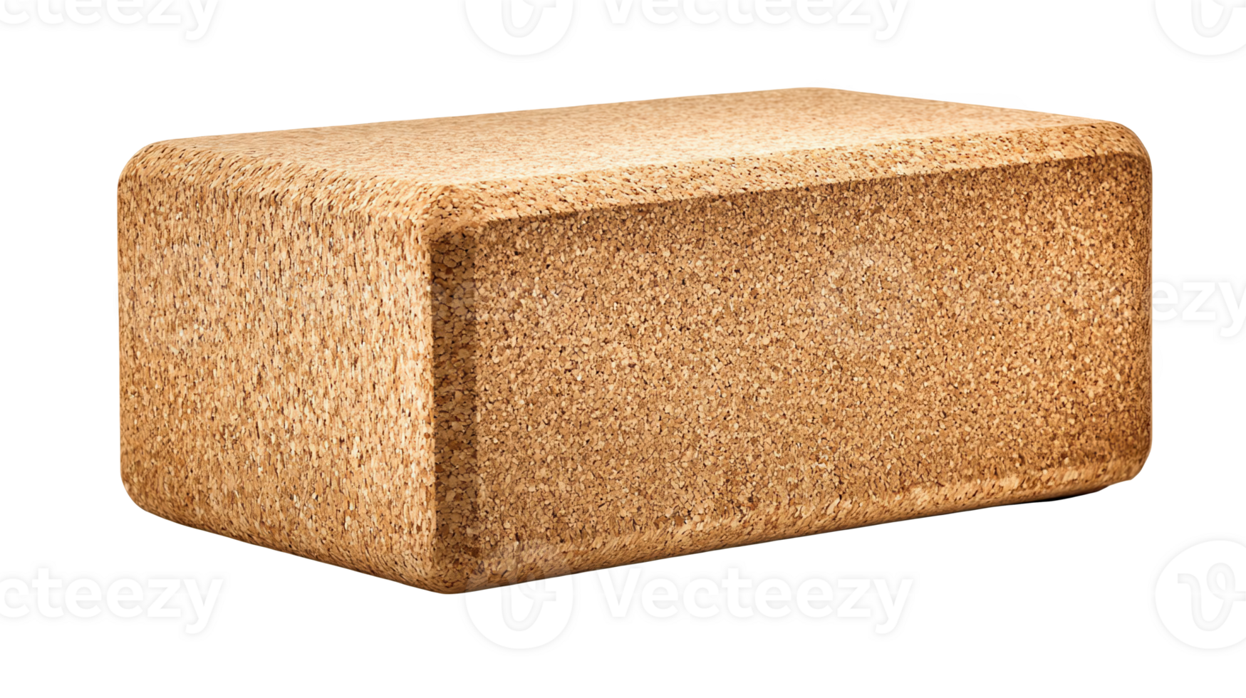 Single sturdy cork yoga block on transparent background png