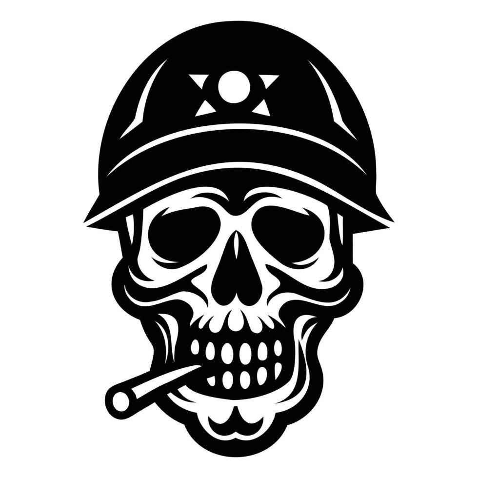 Skull with Cigarette Smoke Art vector