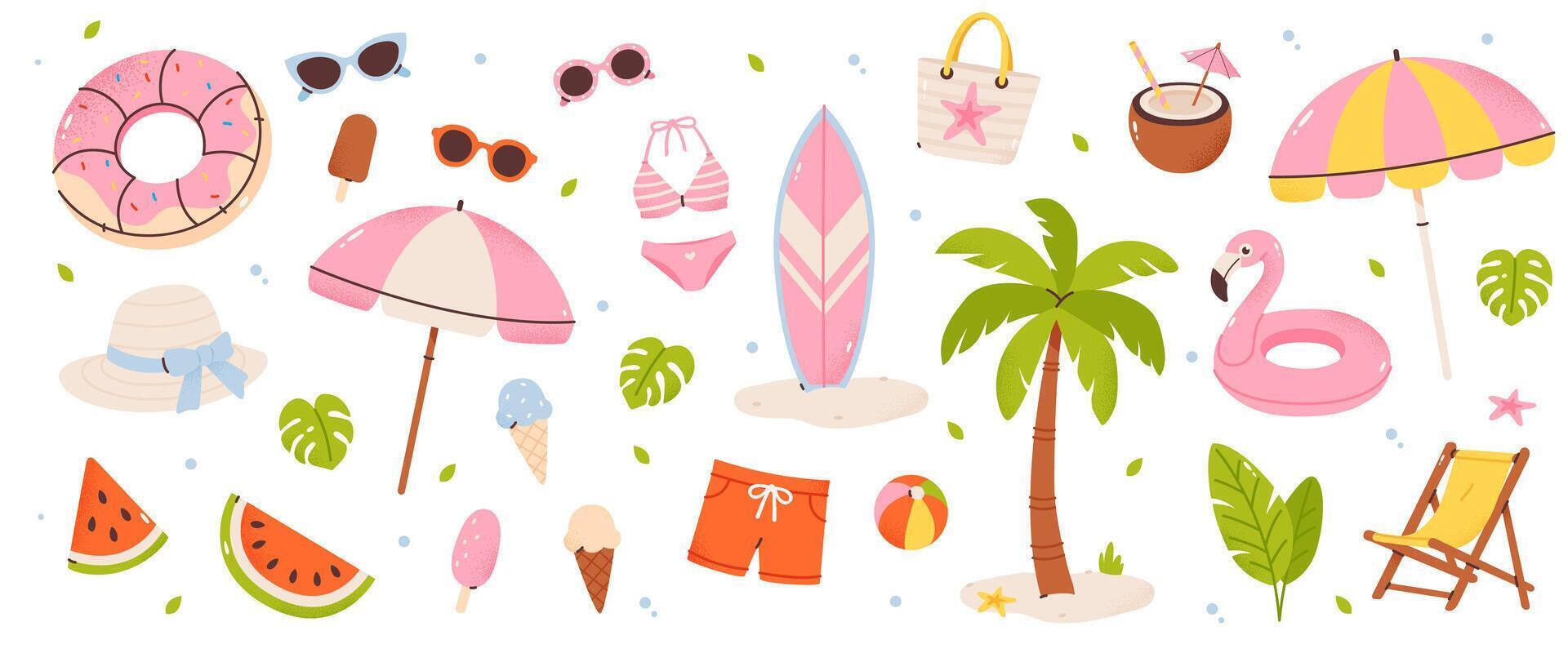 Summer beach elements set. vector