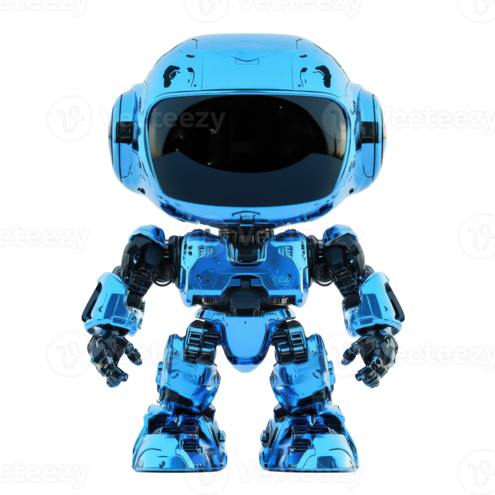 A blue metallic robot on transparent background png