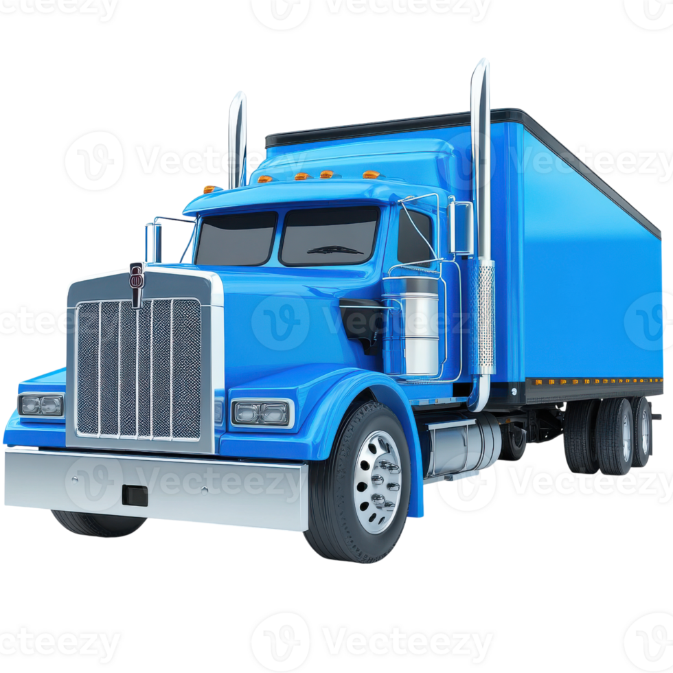 A blue semi truck image on transparent background png