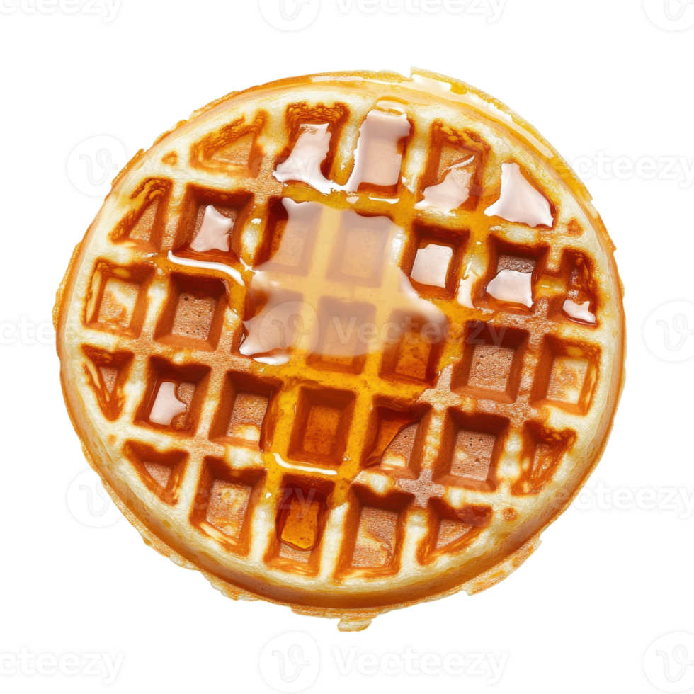 Waffle with maple syrup on transparent background png