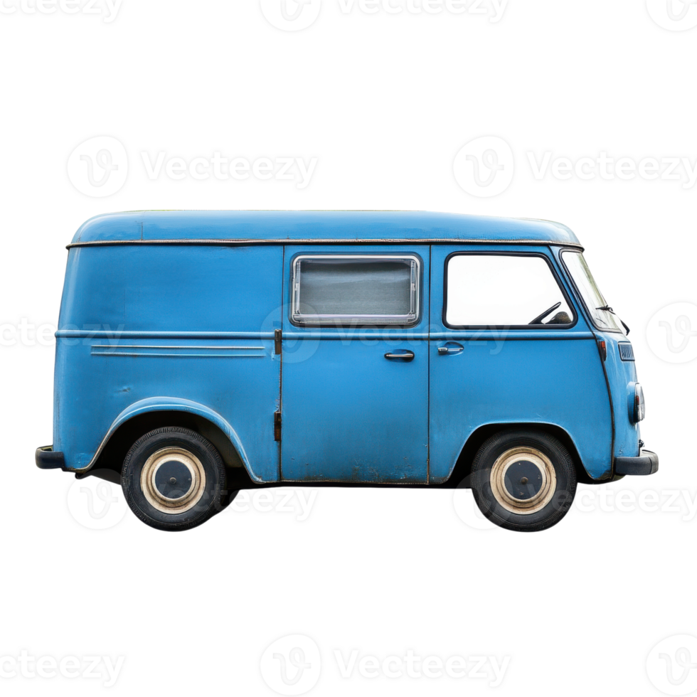 A blue vintage delivery on transparent background png