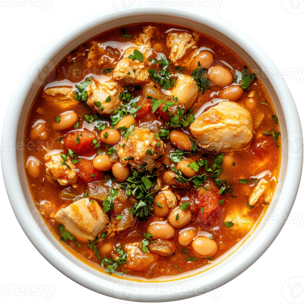 Bowl of chicken stewed on transparent background png