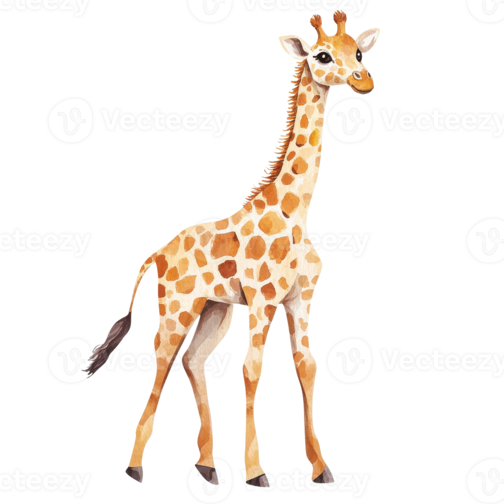 Giraffe watercolor art on transparent background png