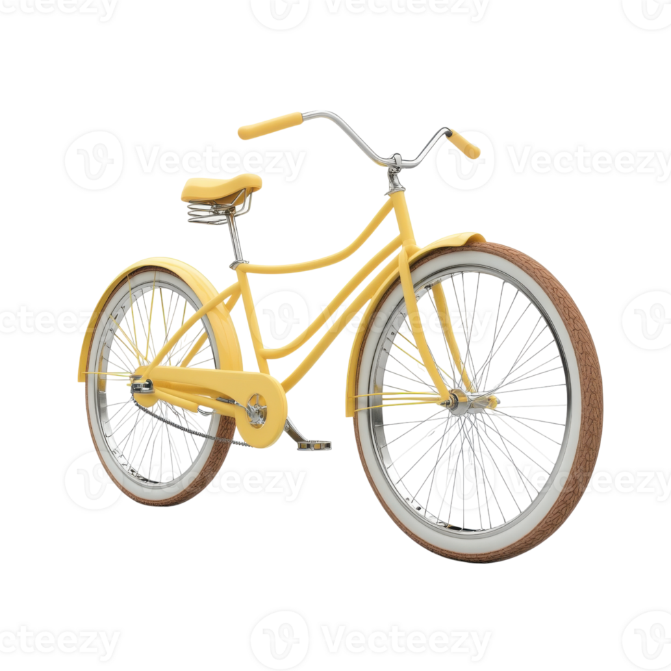 Yellow bicycle isolated on transparent background png