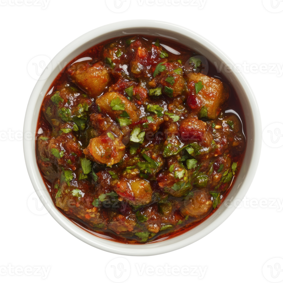 Bowl of potato curry on transparent background png