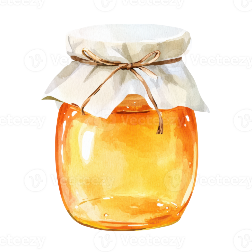Honey jar watercolor art on transparent background png