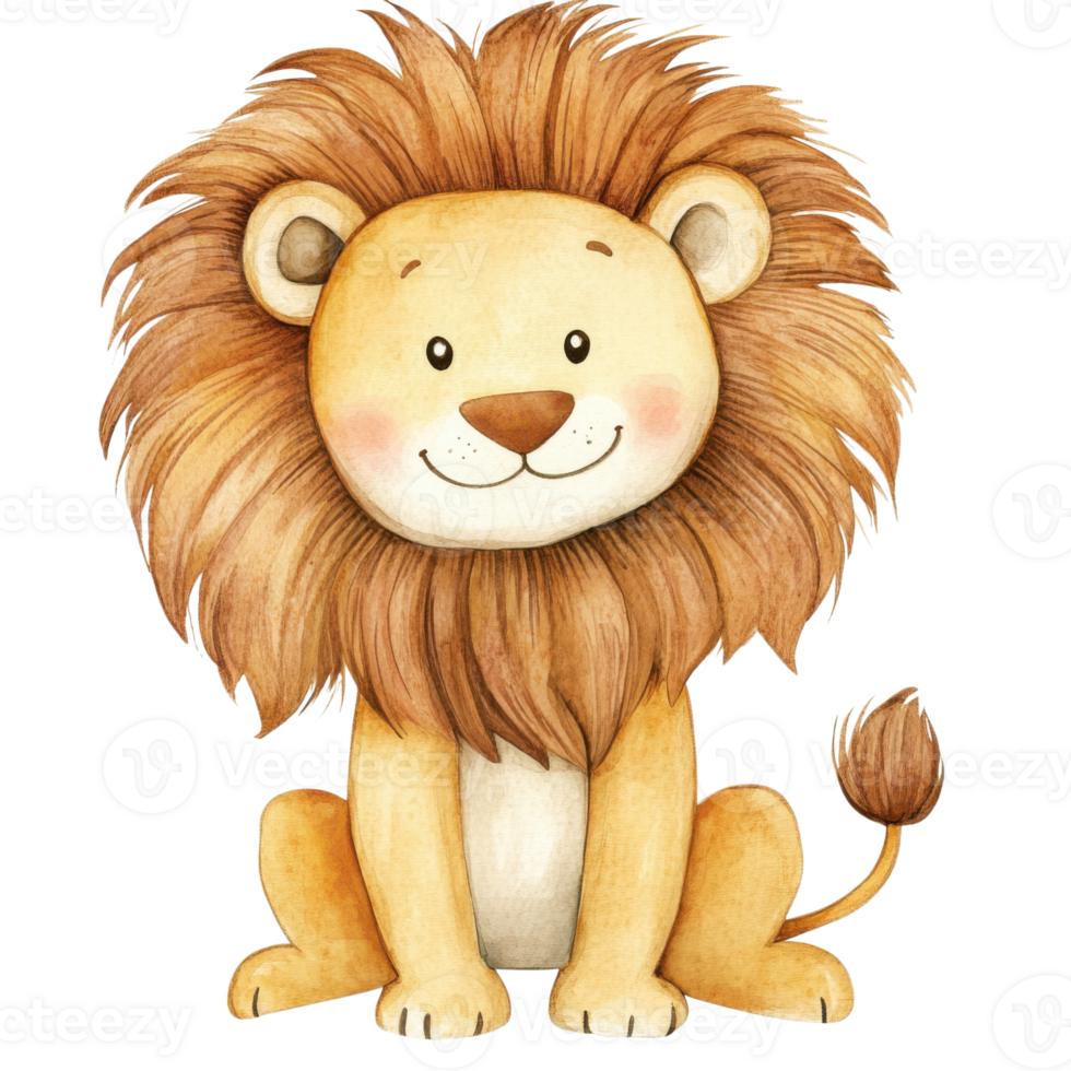 A cartoon lion sitting on transparent background png
