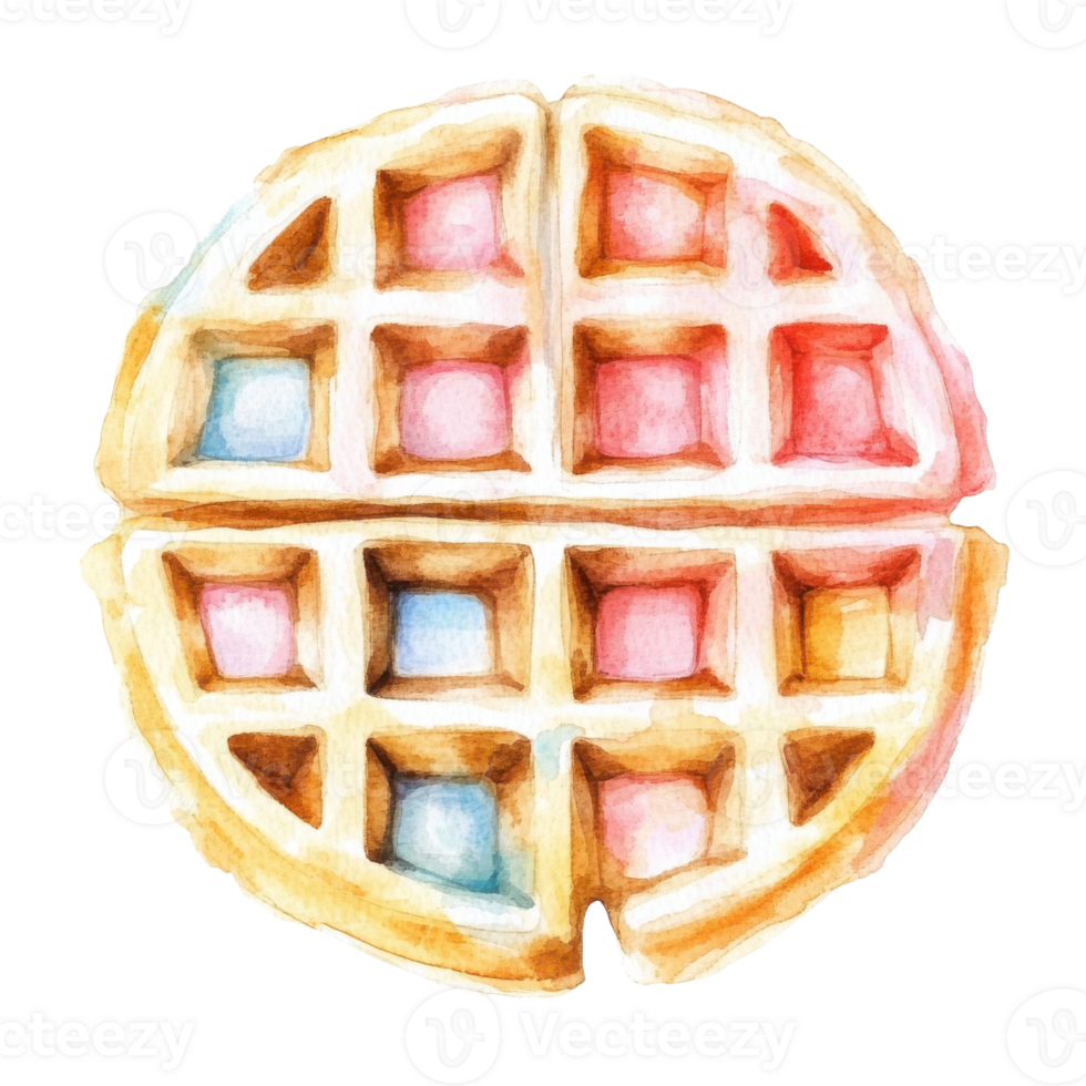 Watercolor waffle image on transparent background png