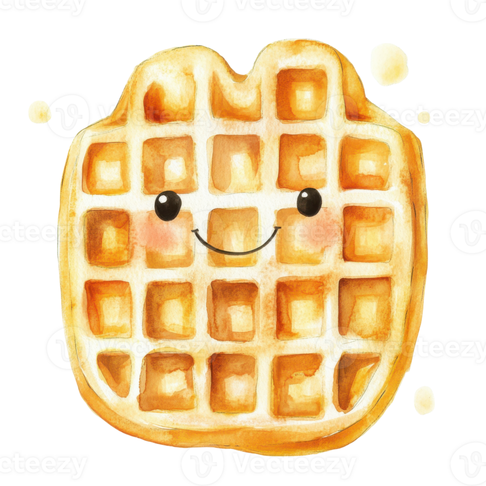 A waffle with cute face on transparent background png