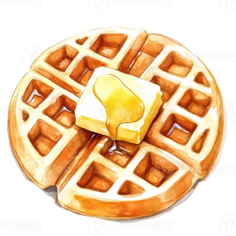 Waffle with butter art on transparent background png