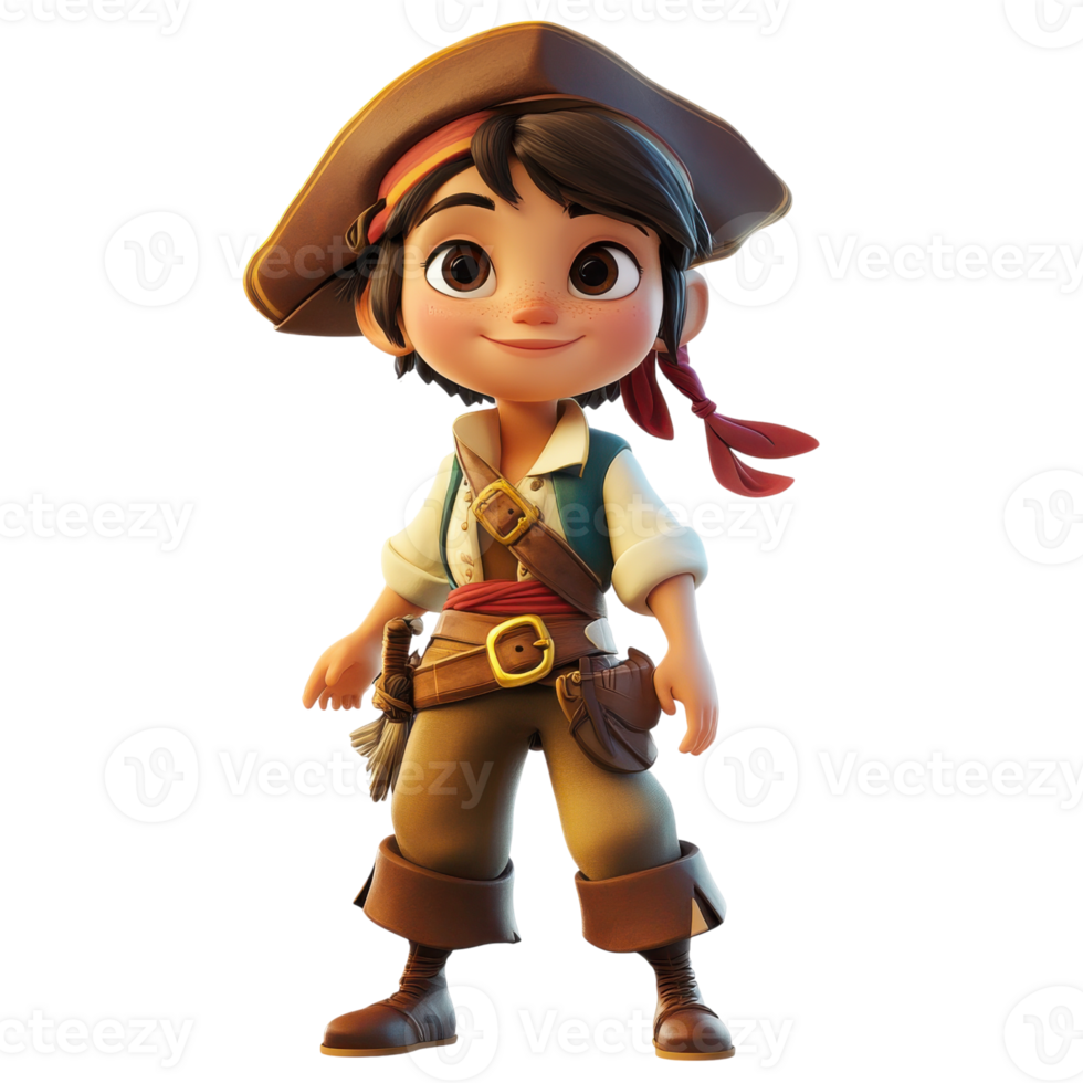 Cartoon pirate character on transparent background png