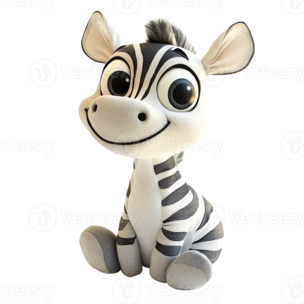 Zebra plush toy sitting on transparent background png