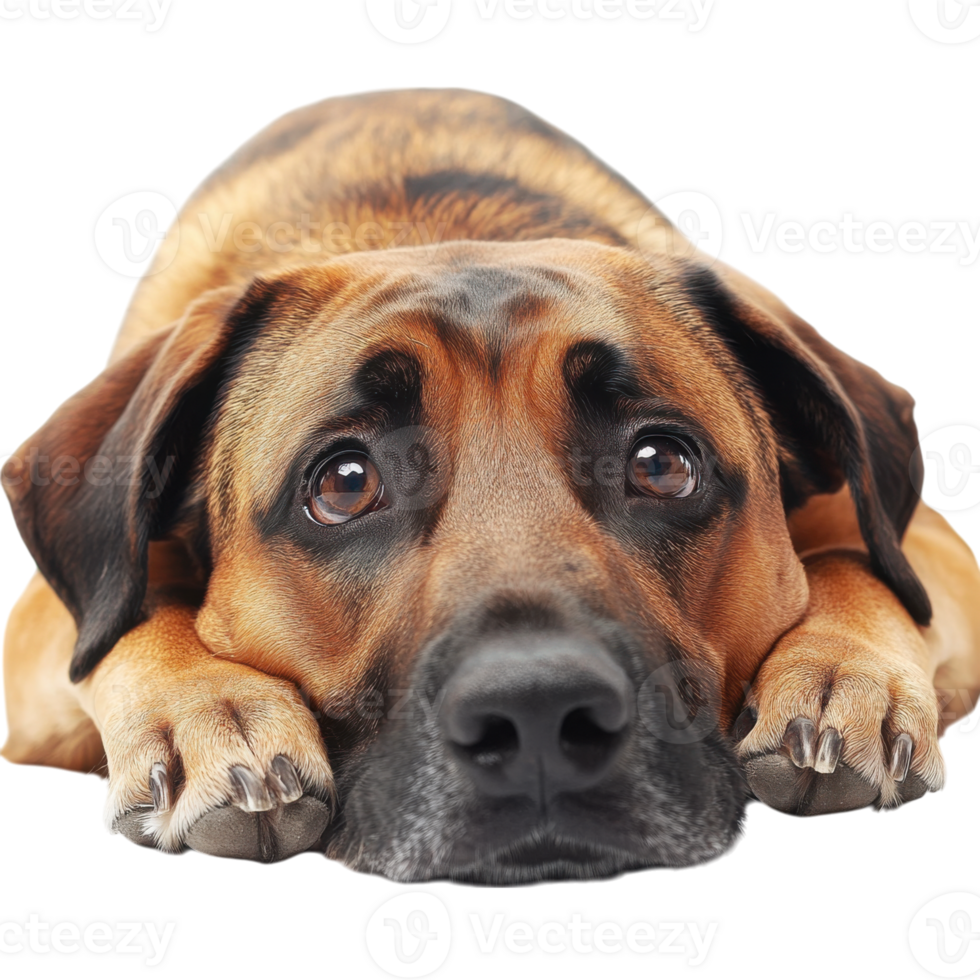 Dog resting head on paws on transparent background png