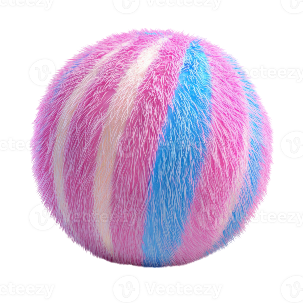 A furry striped sphere on transparent background png