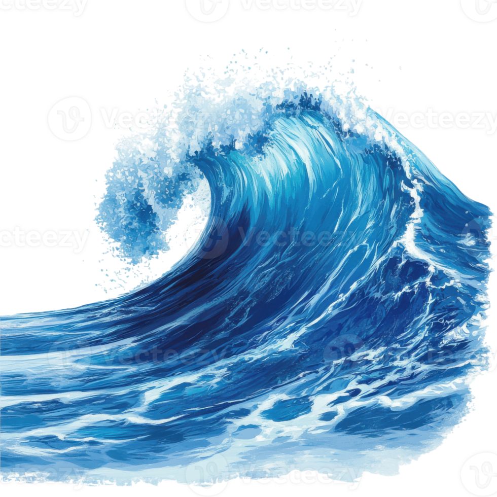 A powerful ocean wave on transparent background png