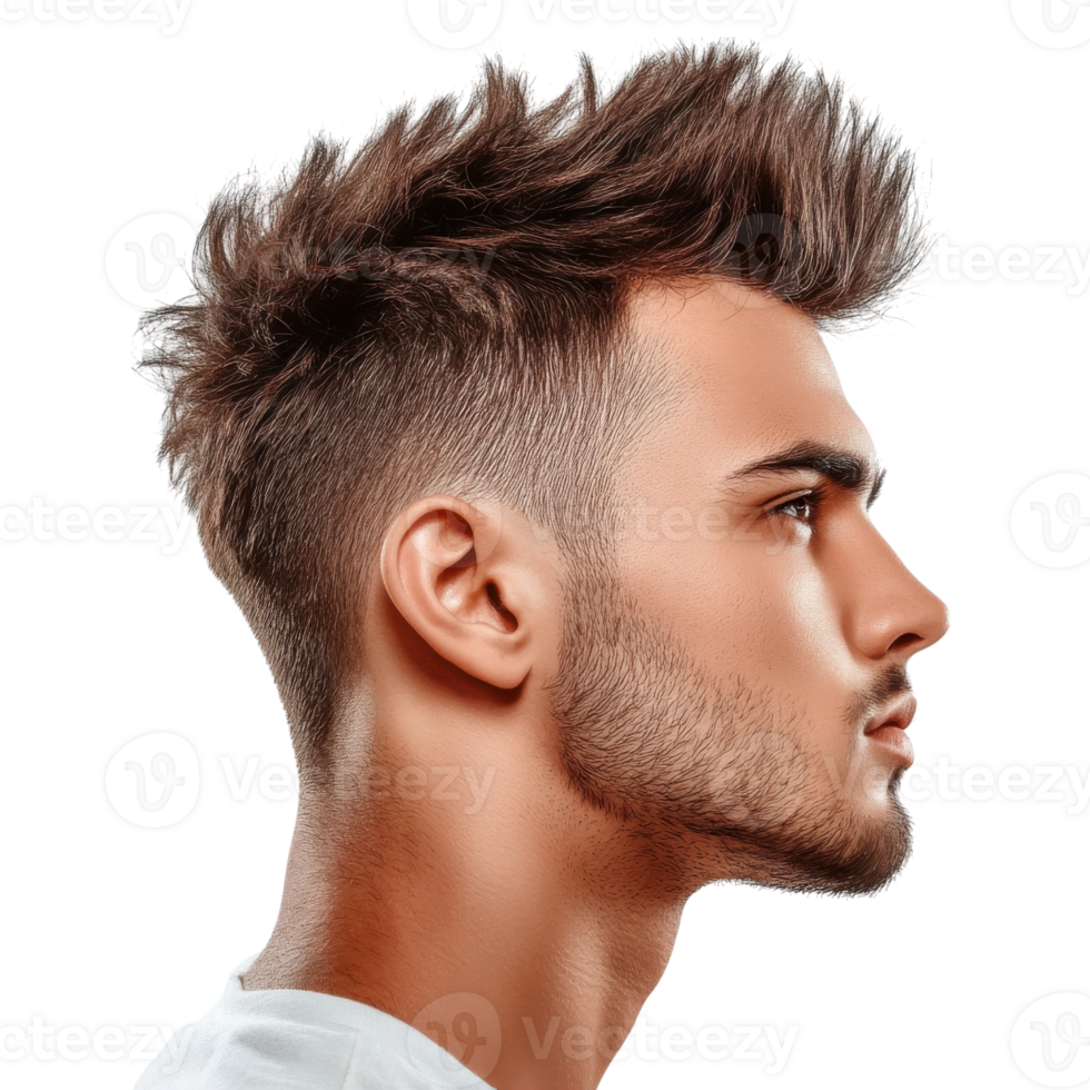 Man with stylish haircut on transparent background png