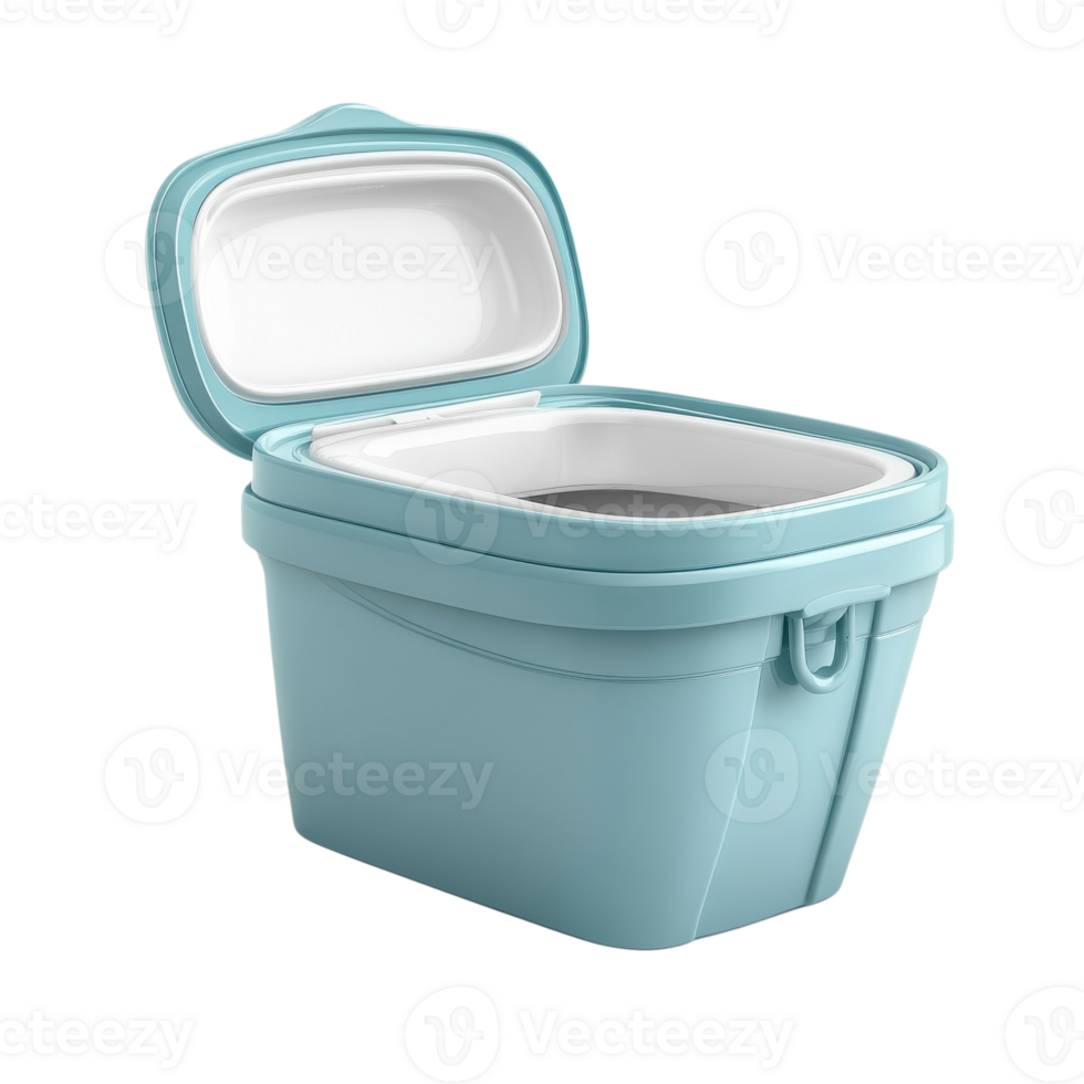 Blue container open lid on transparent background png