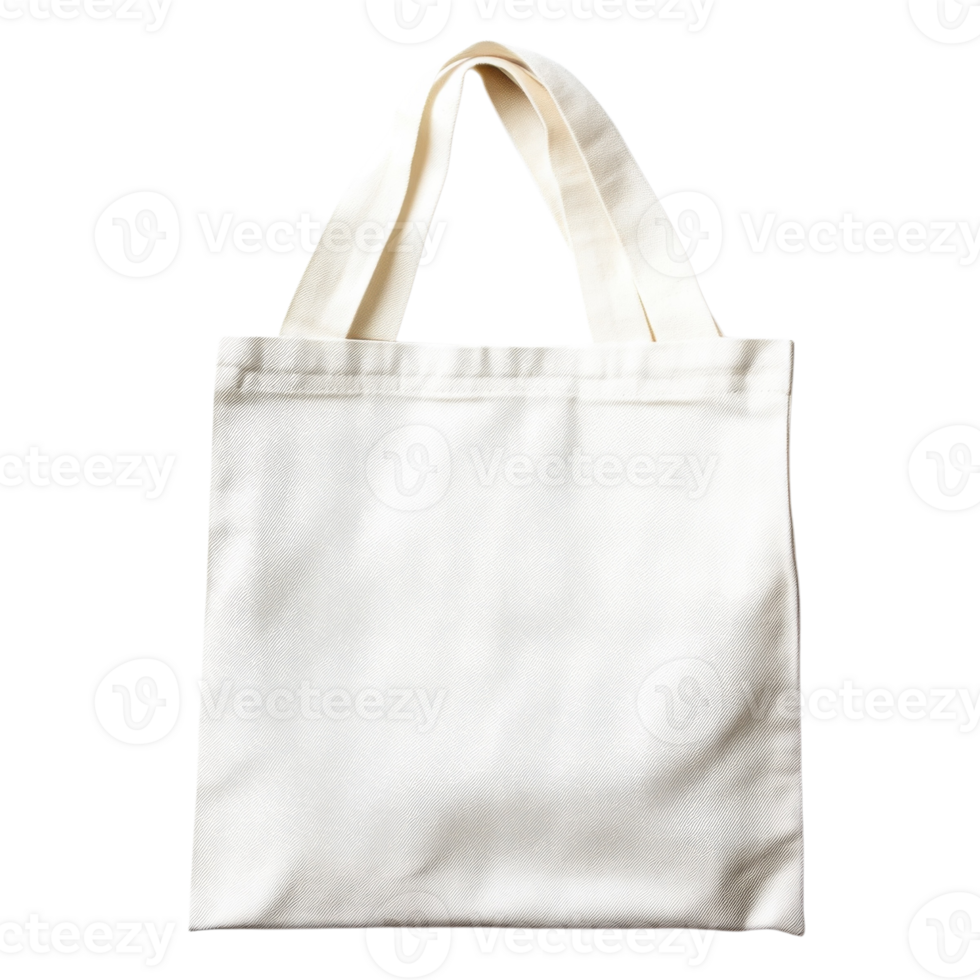 Plain white canvas tote on transparent background png