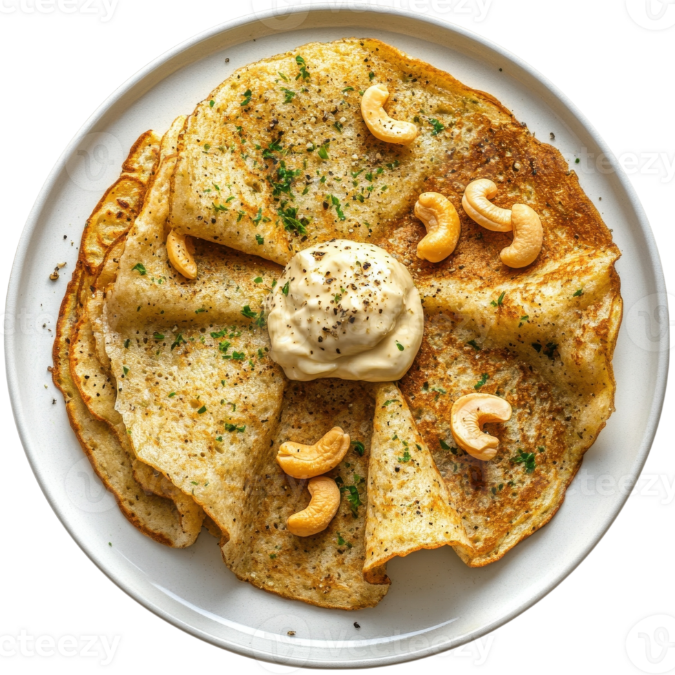 Crepes with cashew nuts on transparent background png