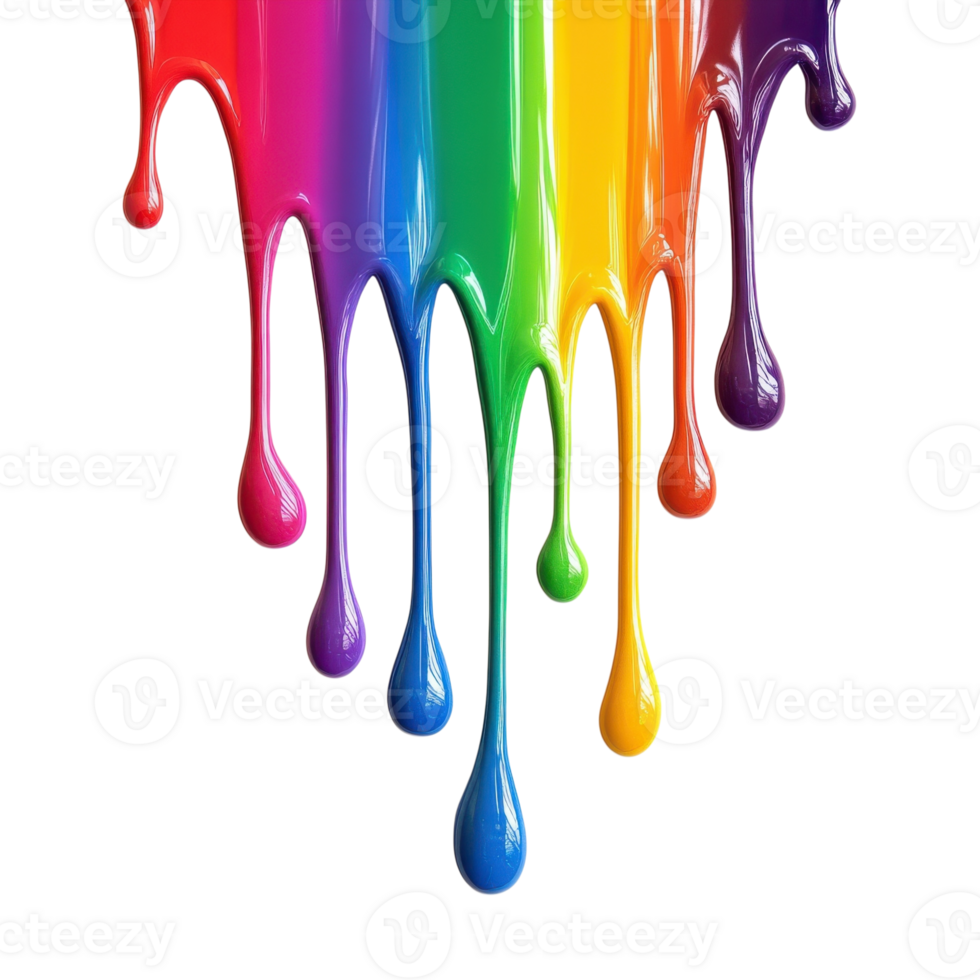 Rainbow paint dripping down on transparent background png