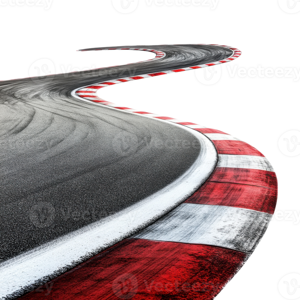 Winding racing track view on transparent background png