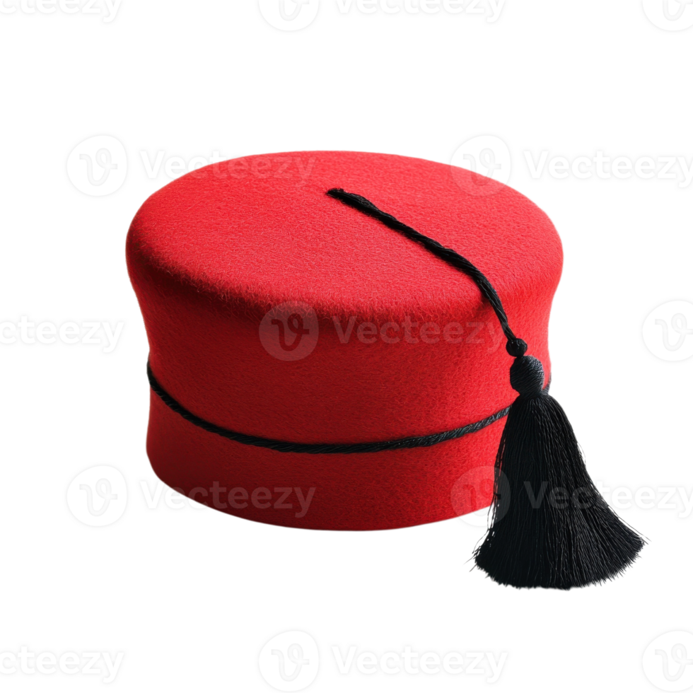 A red fez with a tassel on transparent background png